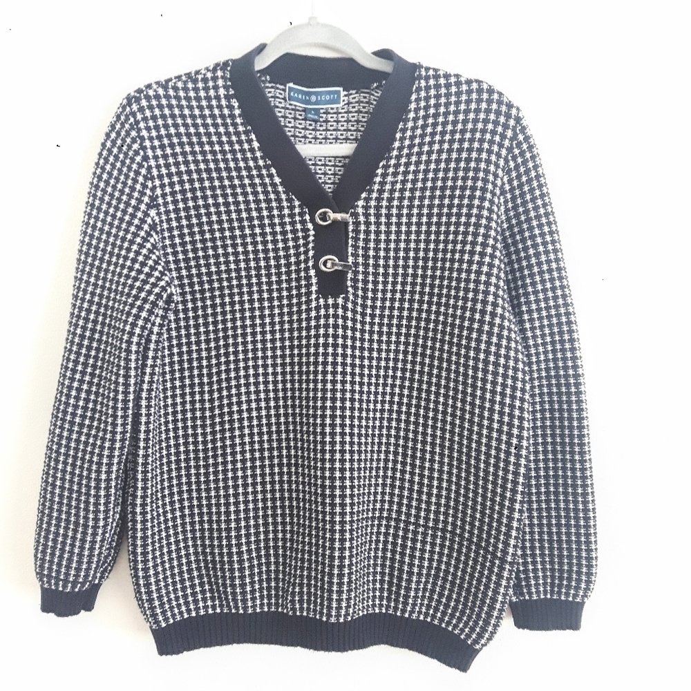 KAREN SCOTT Waffle Weave Pullover Sweater Size L Euc